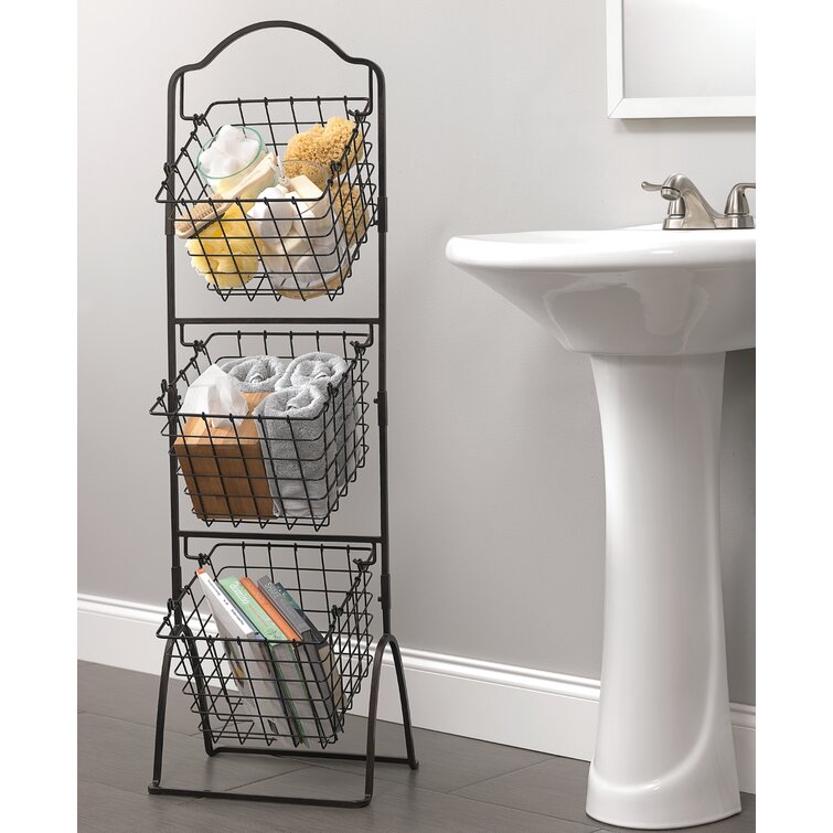 Gourmet Basics by Mikasa 3-Tier Metal Market Basket, Antique Black